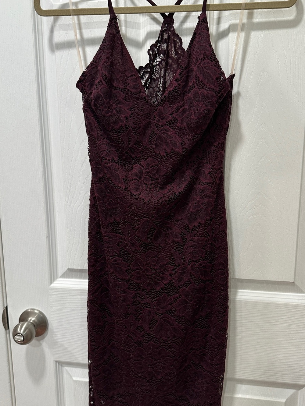 Windsor Lace Midi Slip Dress in Burgundy